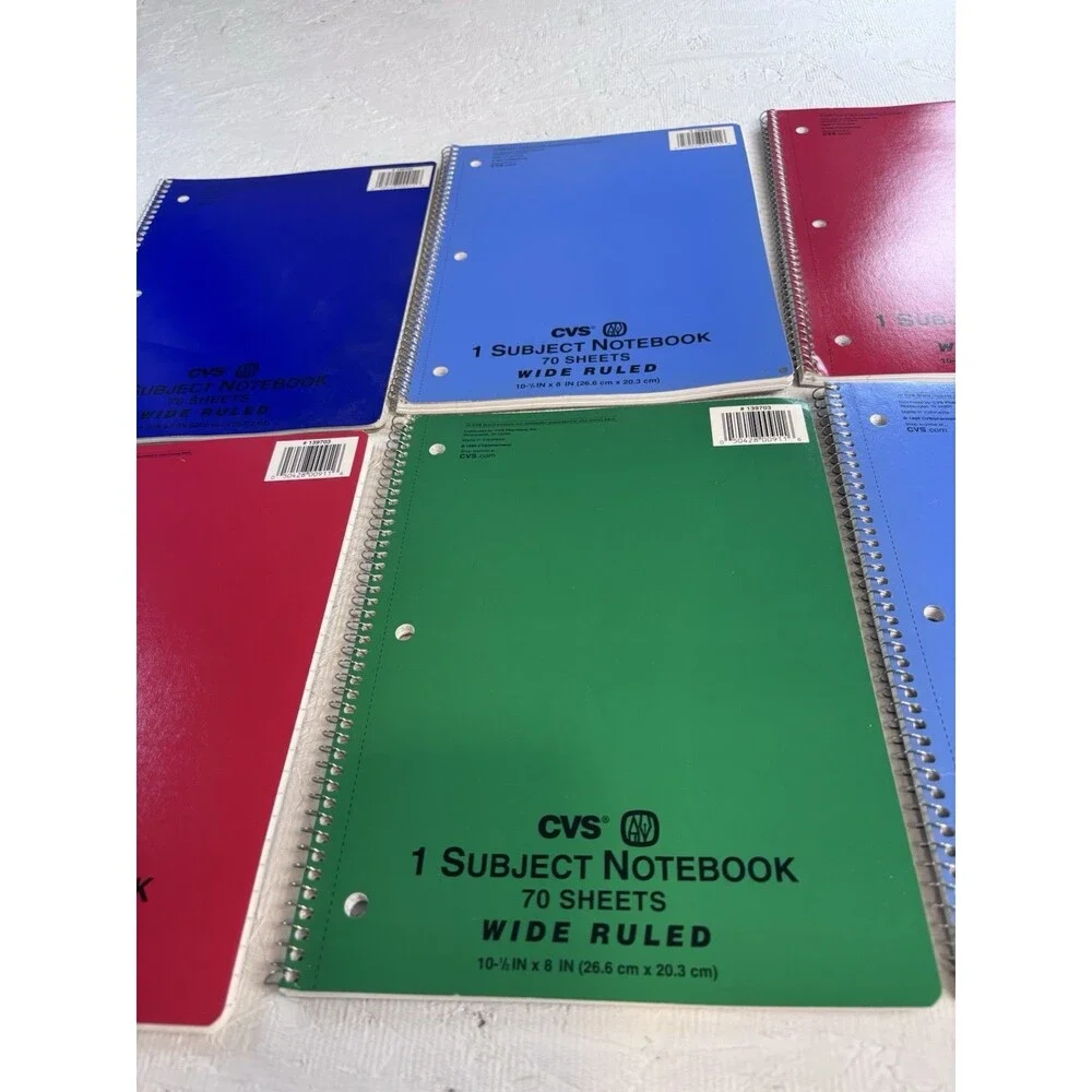 Vintage 1999 CVS Pharmacy 1 Subject Wide Ruled Spiral Notebook Lot  6 NOS School